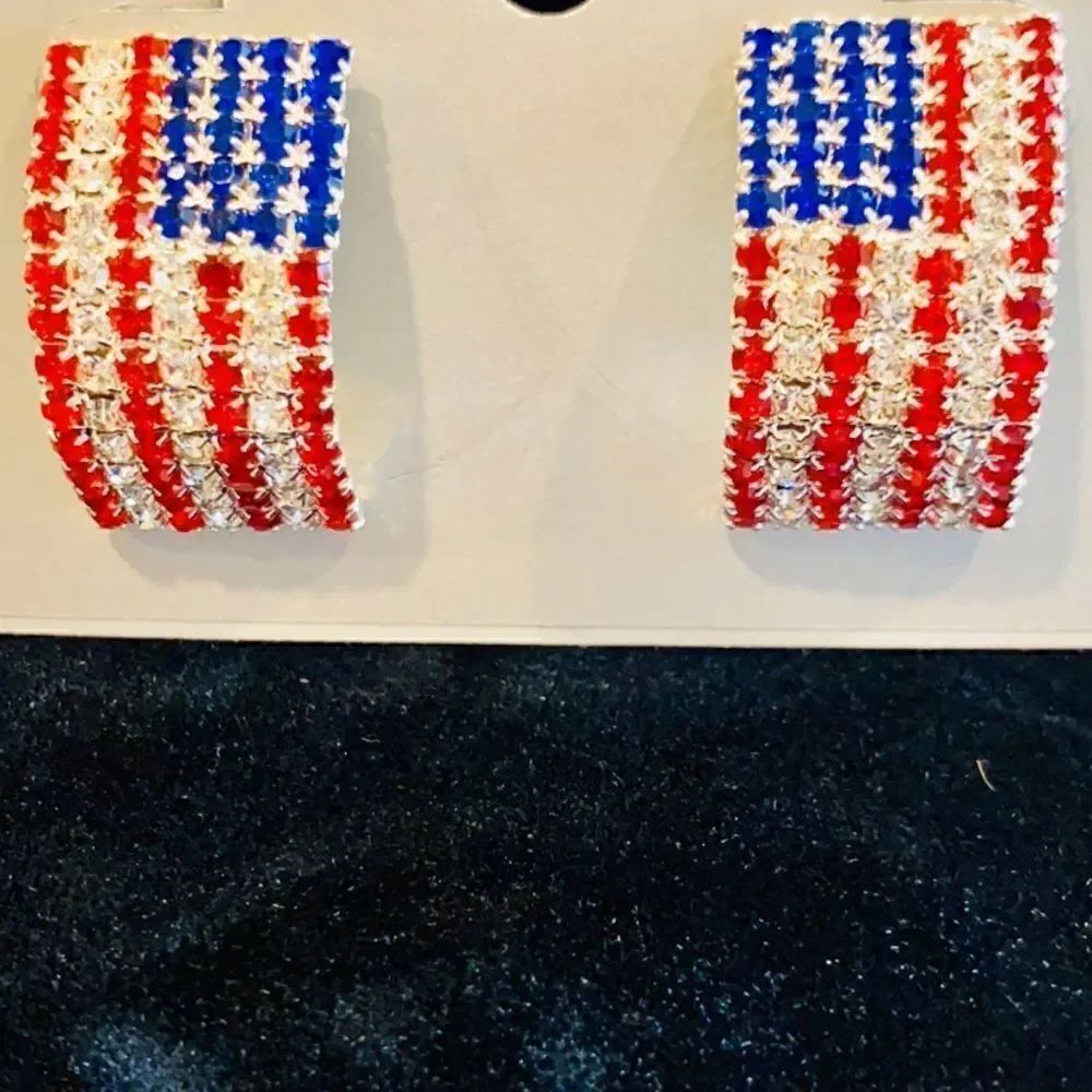 🇺🇸Red Crystal Blue America USA Rhinestone … - Picture 3 of 9
